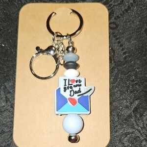 Handbeaded I Love You Dad Keychain
